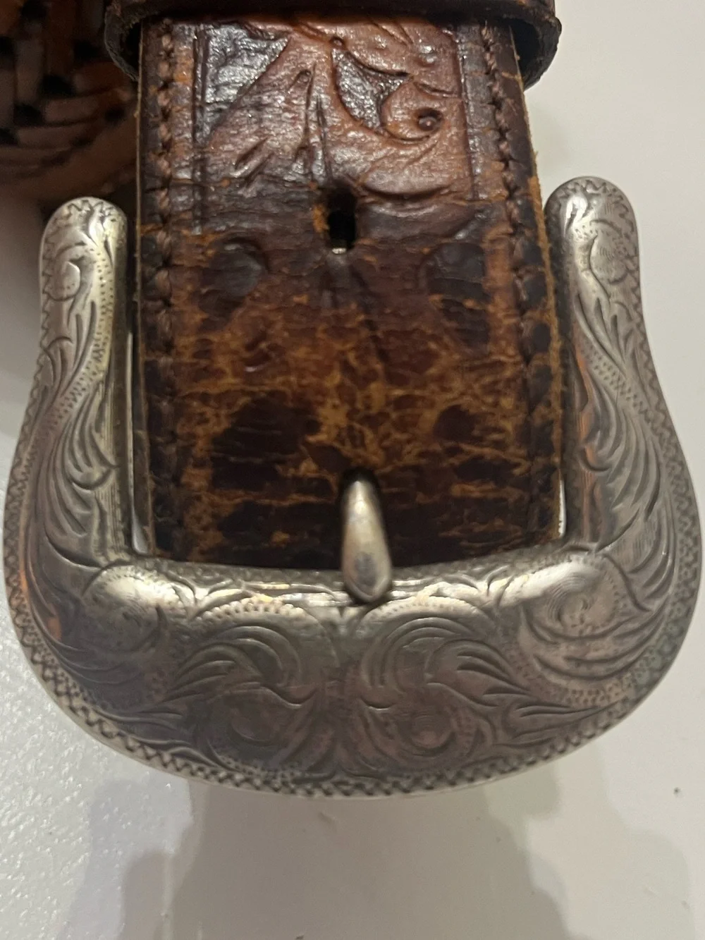 Vintage Leather Belt Tooled
